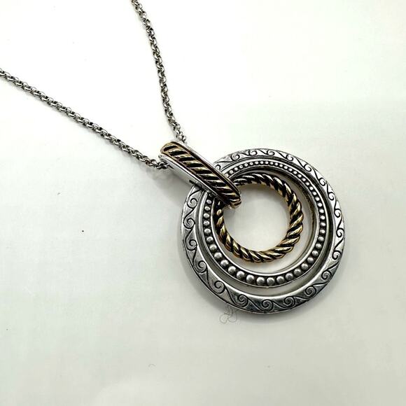 Brighton Rapture Rings Necklace Retired Pendant Two tone Metal Western Southwest - Picture 7 of 8